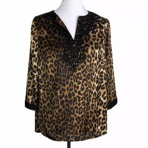 Jones New York Leopard Top 3/4 Sleeves Sz. PL